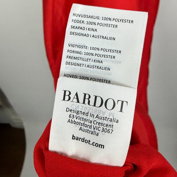 NWT Bardot Satin Cowl Neck Sleeveless Midi Dress Fire Red Size 6 Small - Picture 10 of 12